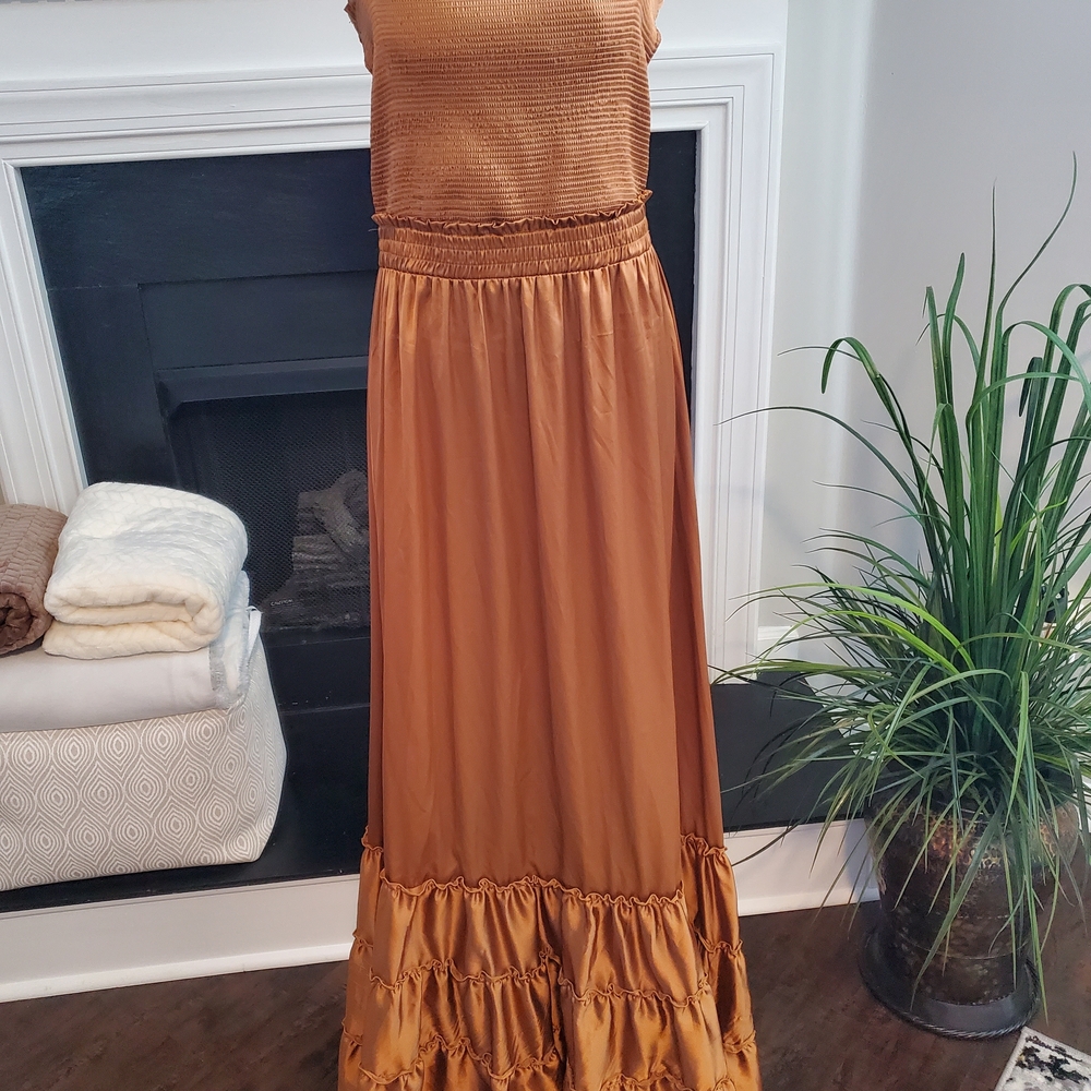 Sleeveless Brown Maxi Dress